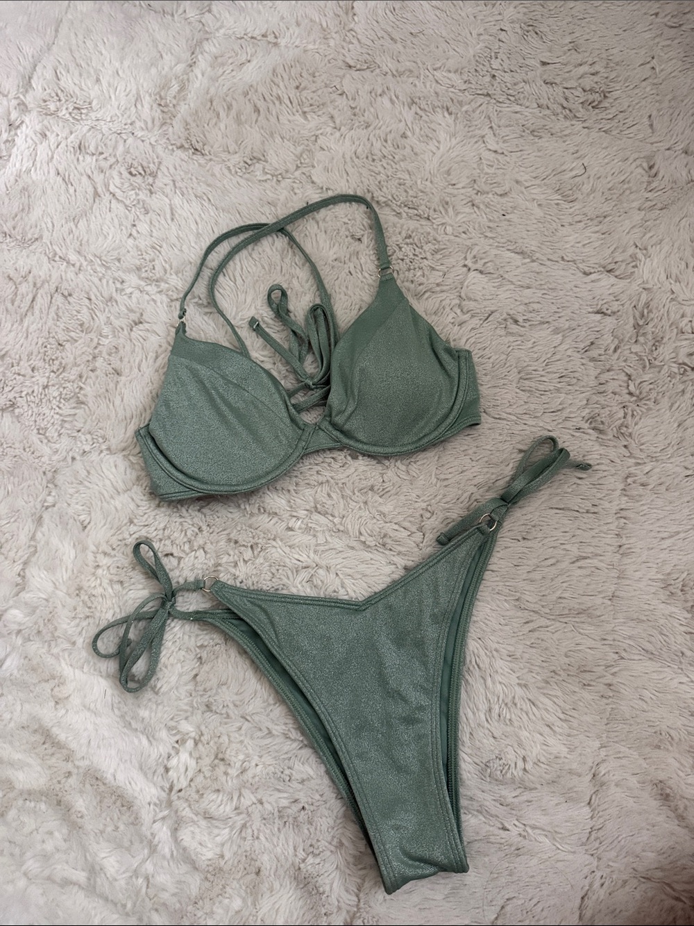 Hollister Shimmer Sage Green Underwire Bikini Set